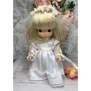 Vtg Precious Moments 12 Inch Doll 1490N Christina Communion Blonde Blue Eyes EUC